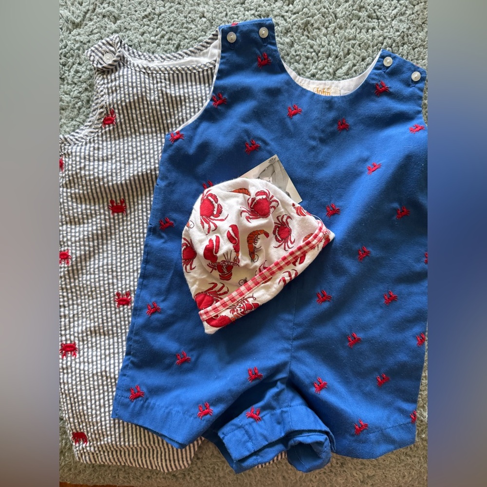 infant boutique crab theme bundle, magnolia baby, crown & ivy, sir john